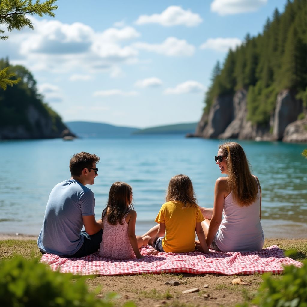 Family on a lake tour